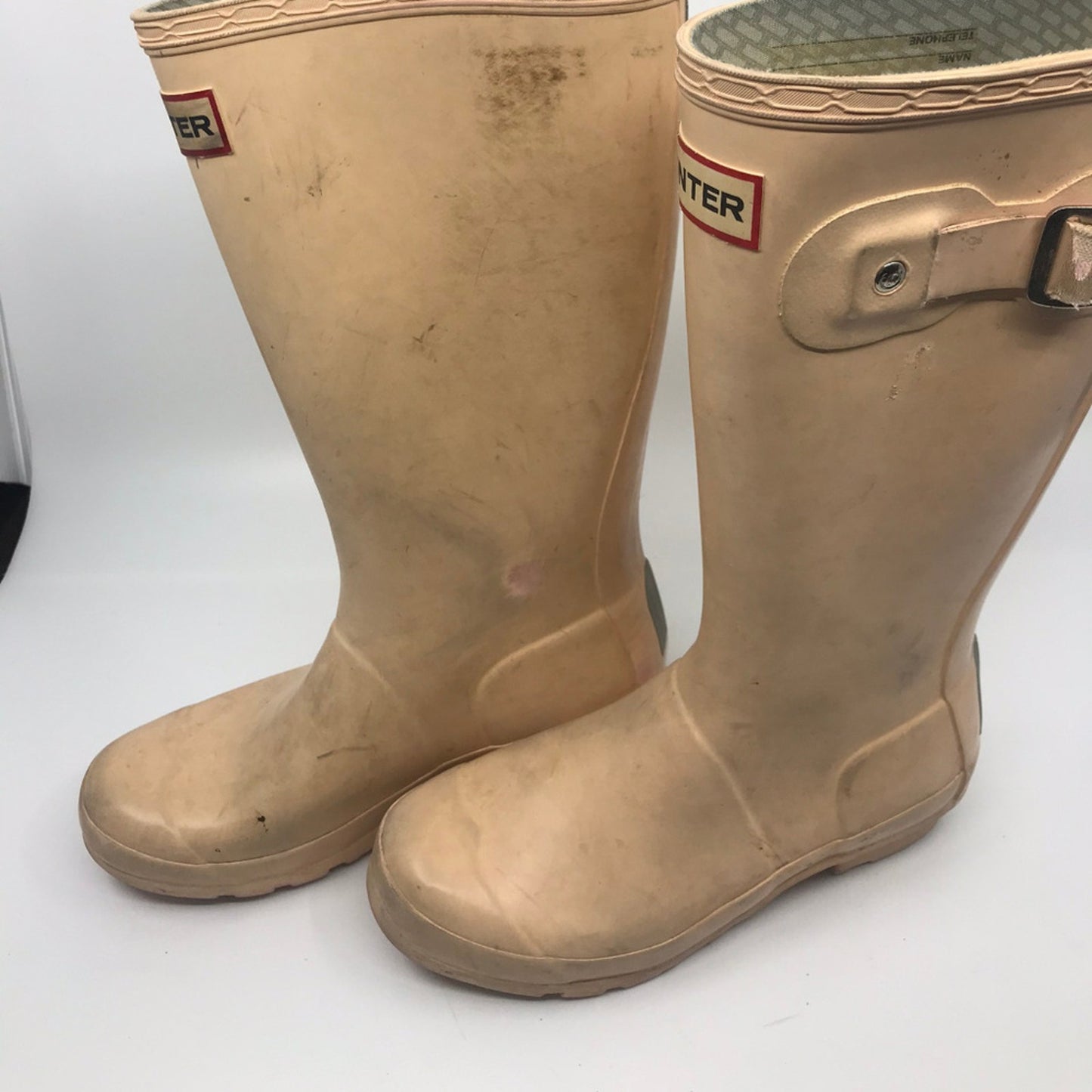 Unisex Hunter Boots Cream Size US 2M/3F