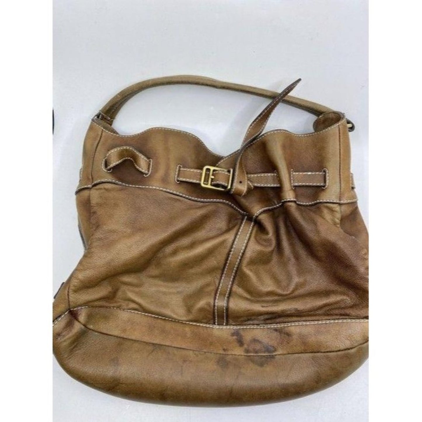 burberry vintage classic brown leather hobo bag