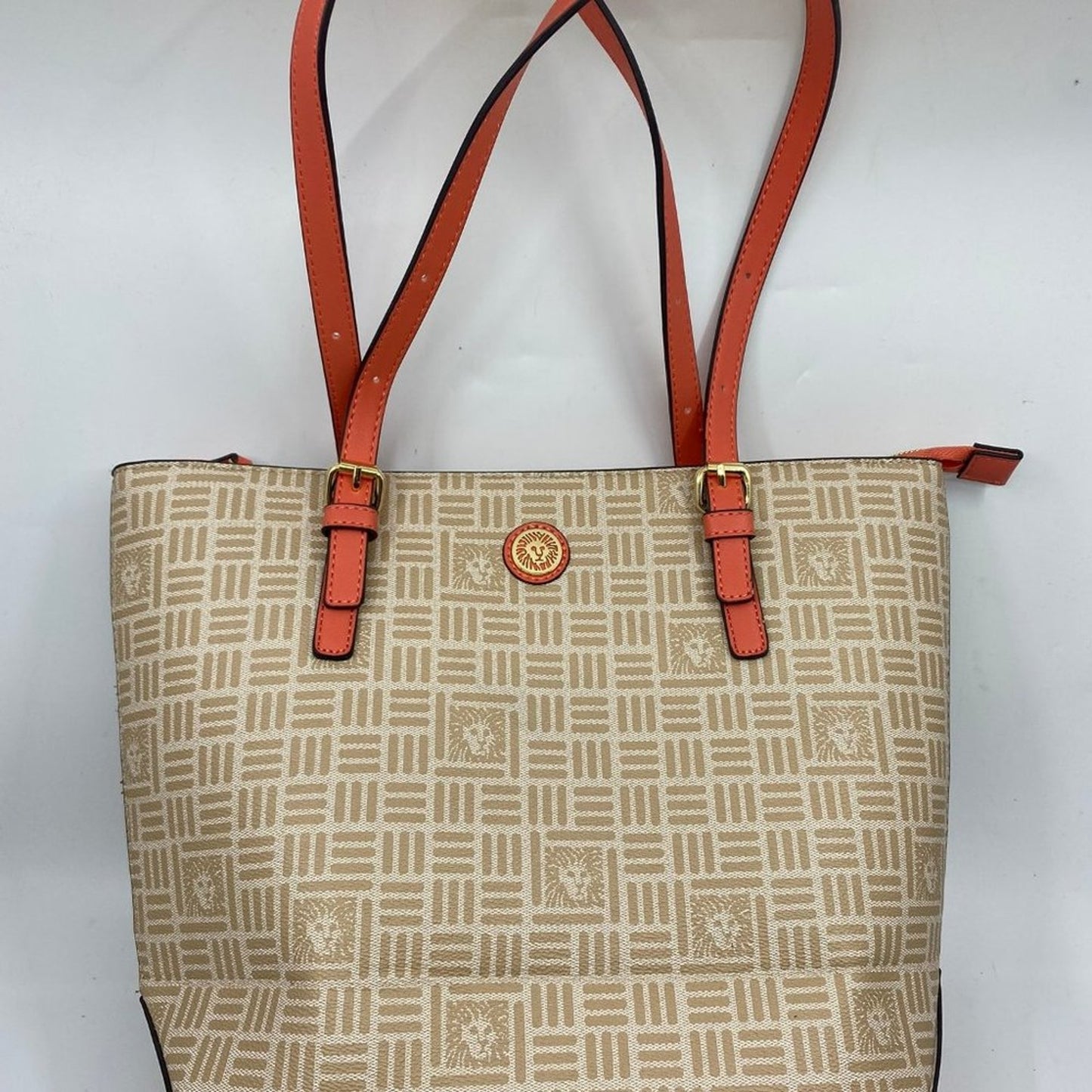 Ann Klein Tan Fabric Large Shopping Tote