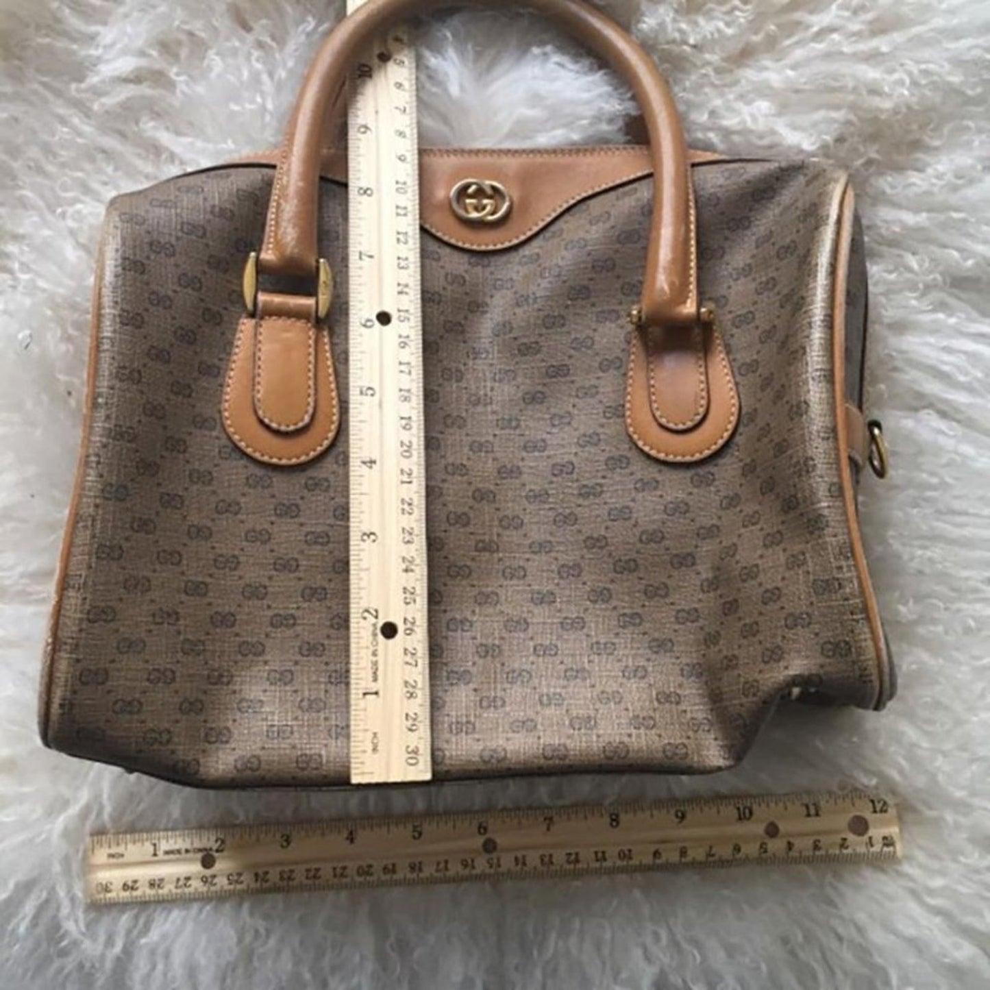 Gucci Boston Bag Monogrammed Vintage Brown Tote