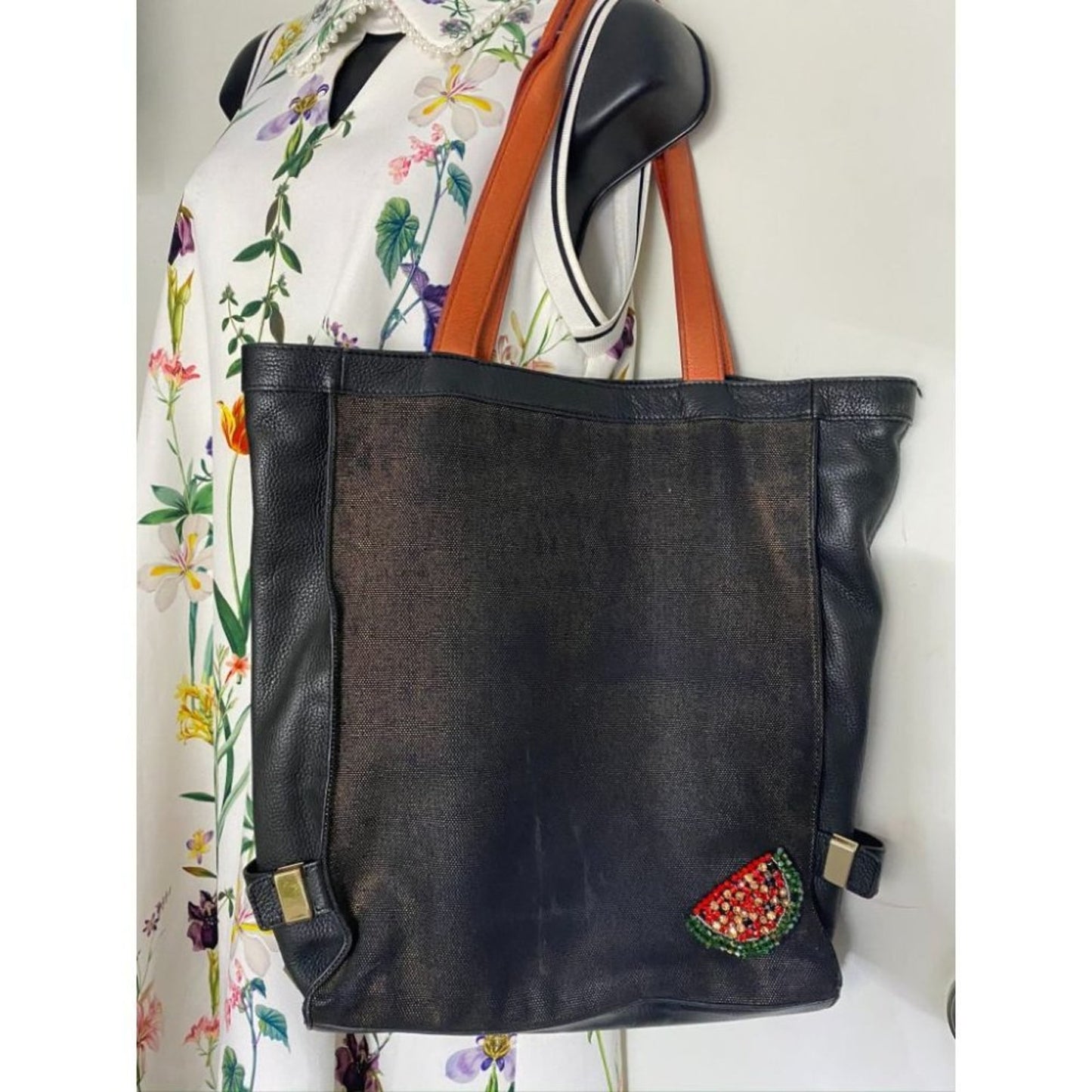 Botkier w/Customized Appliqués Large Gray Tan Tote