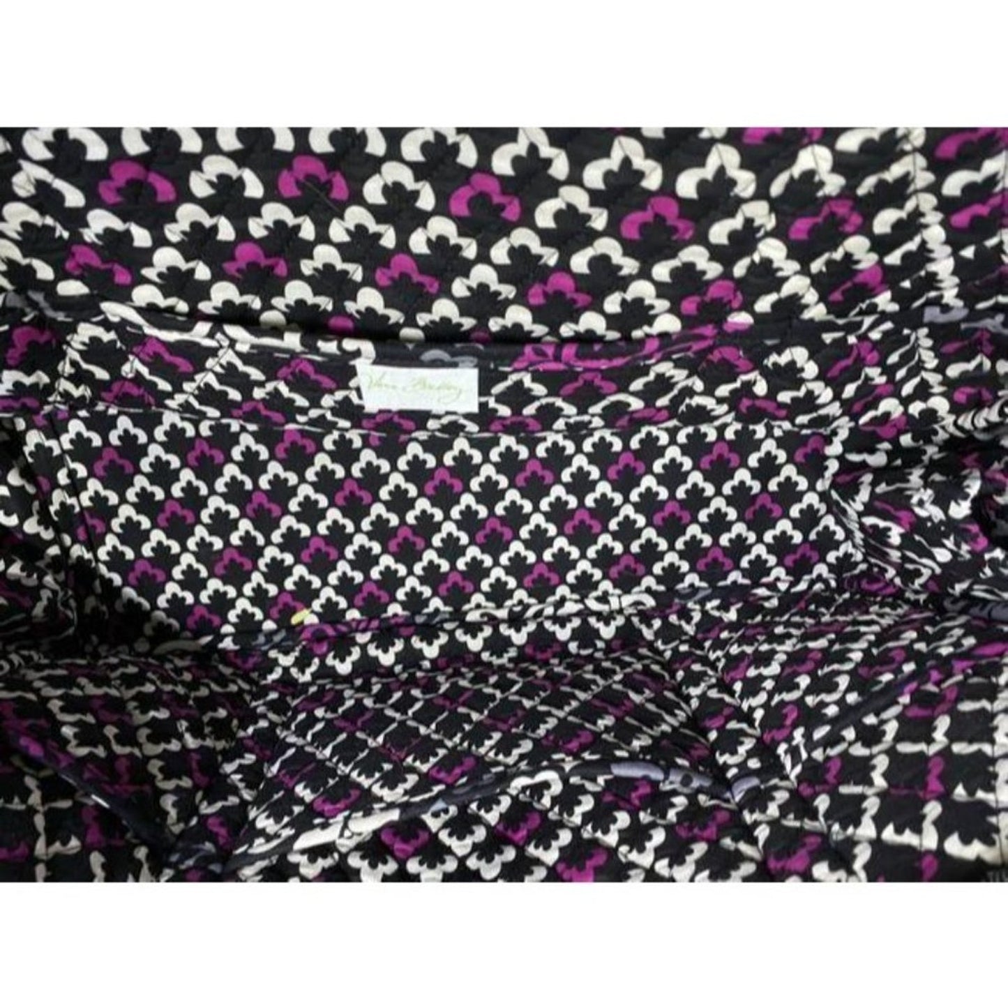 vera bradley bag quilted black purple white fabric