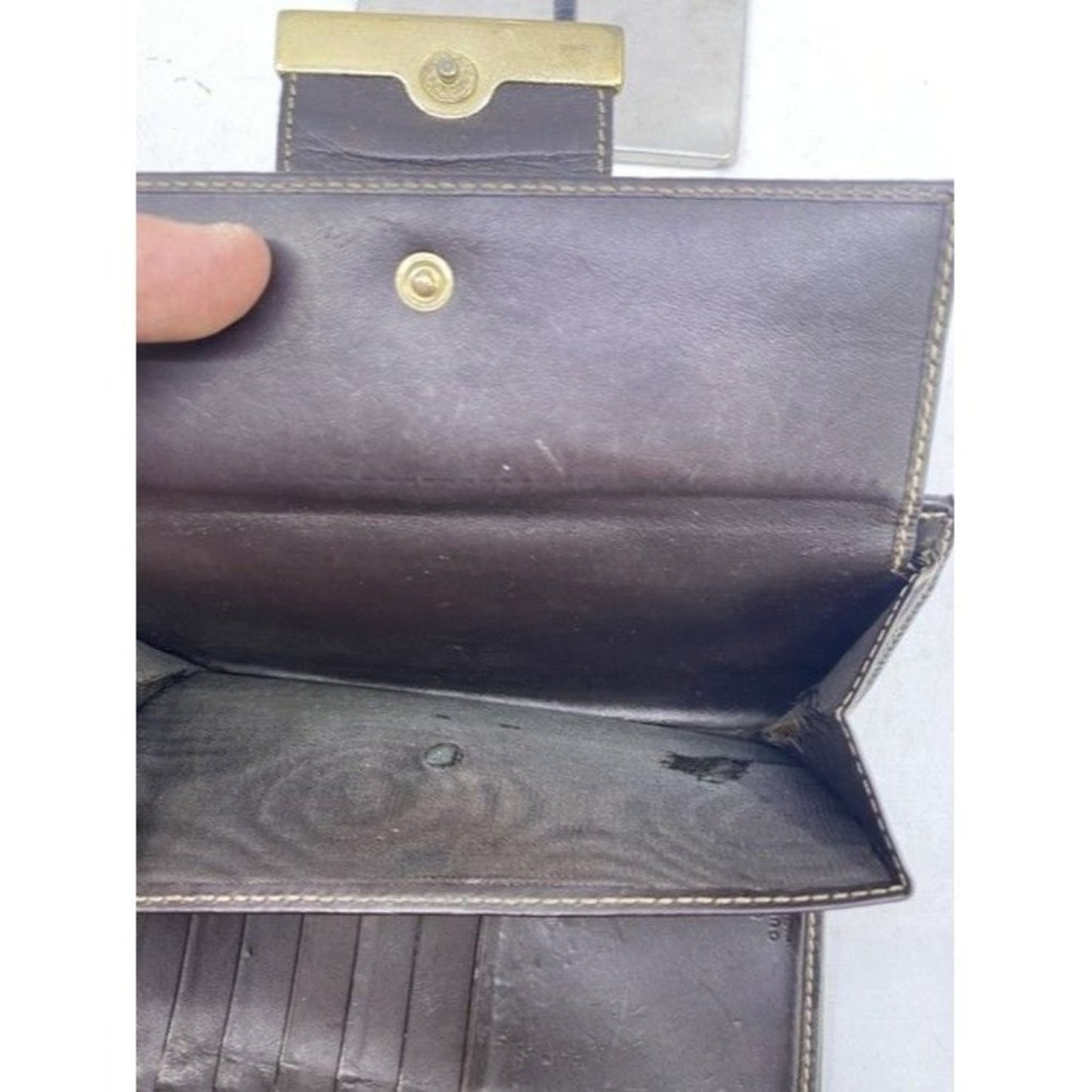 Gucci Brown Long Vintage Gg Web Wallet