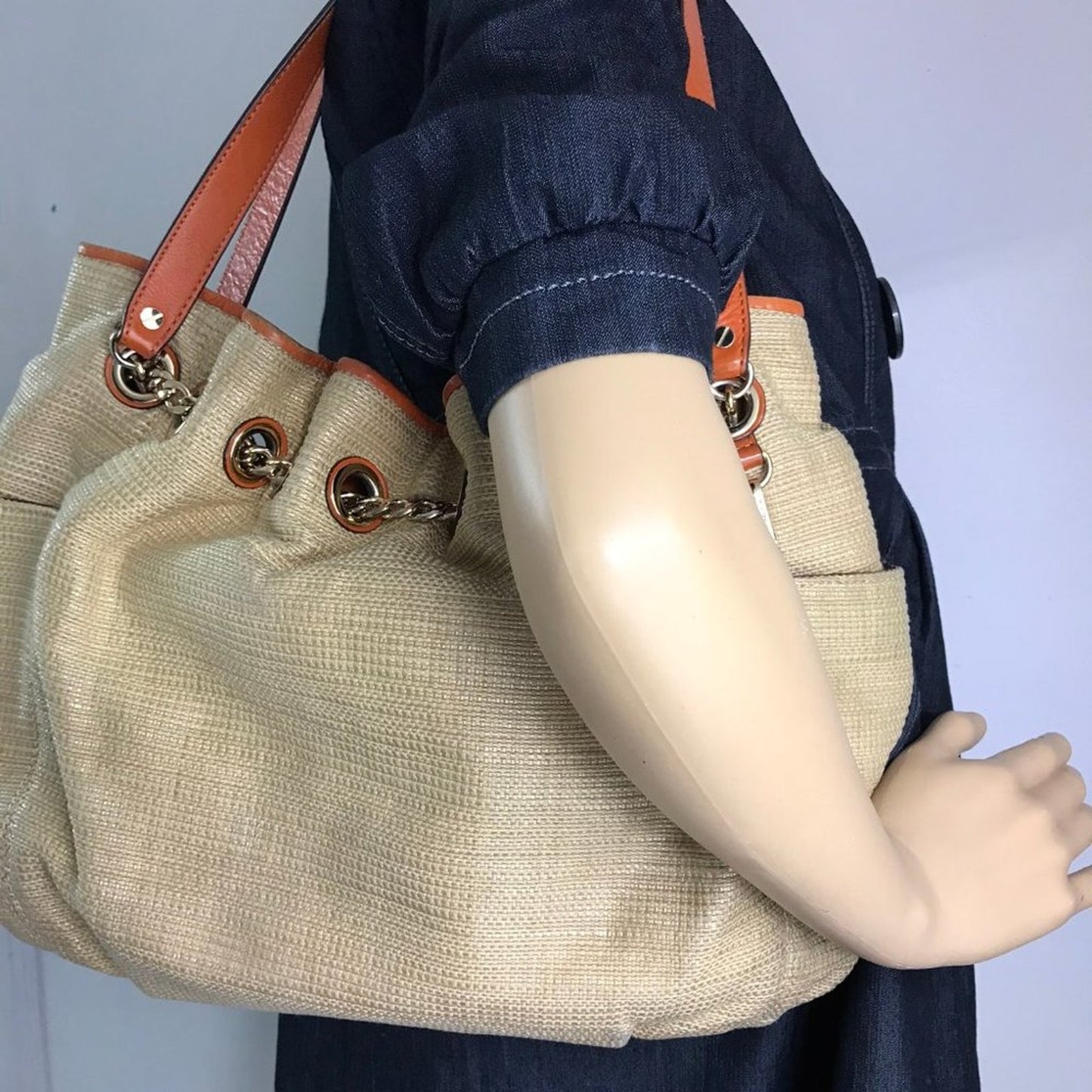 Michael Kors Tan Brown Large Woven Straw Bag