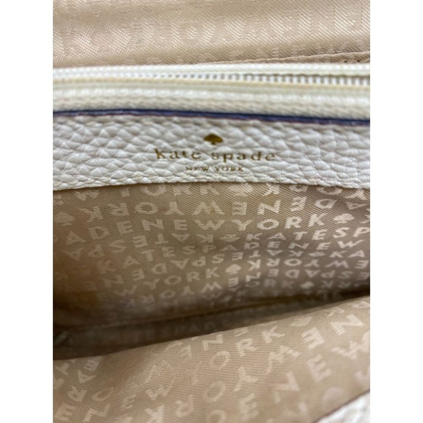 Kate Spade White Tan Fabric Crossbody Bag