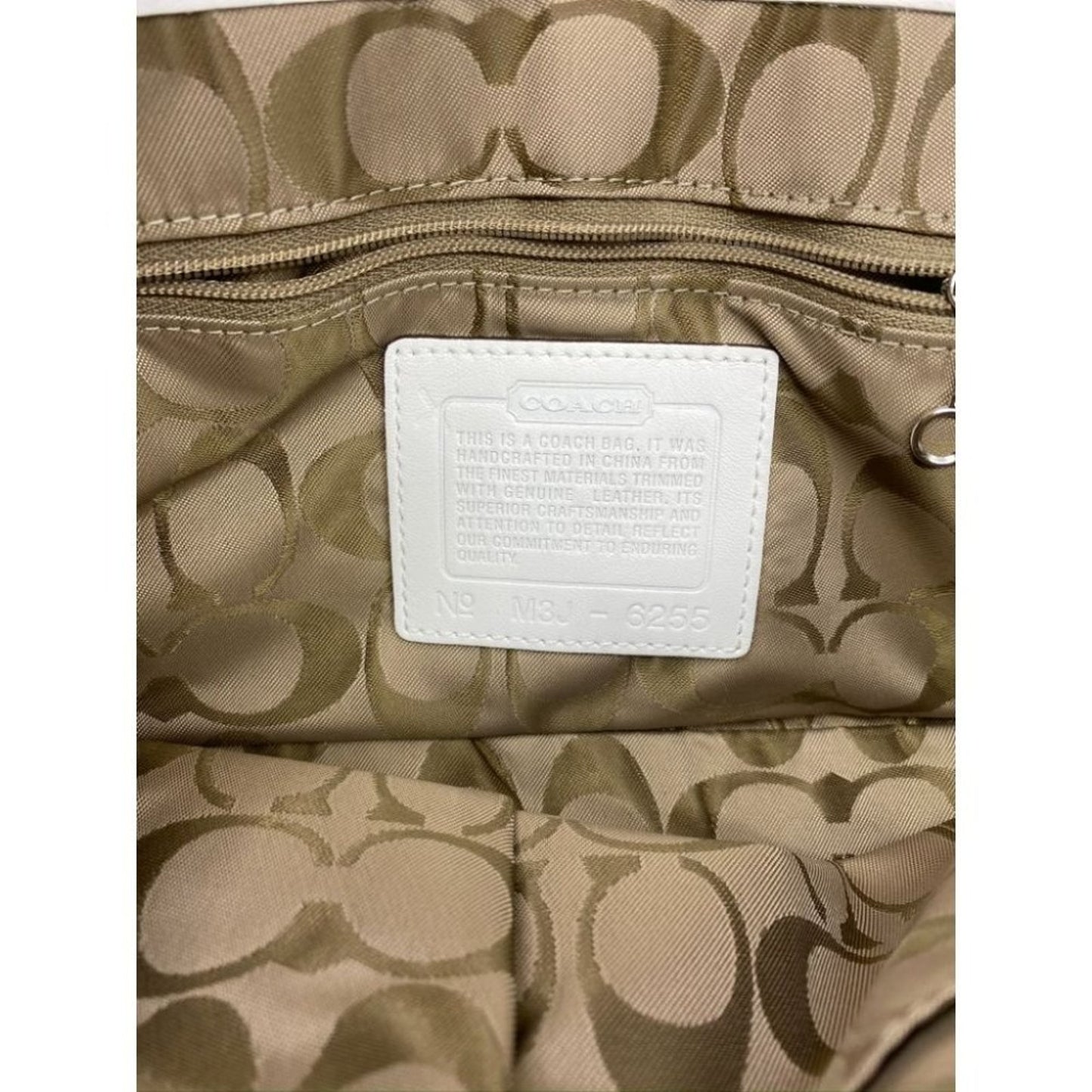 COACH Small Handbag Tan White Shoulder Travel Bag