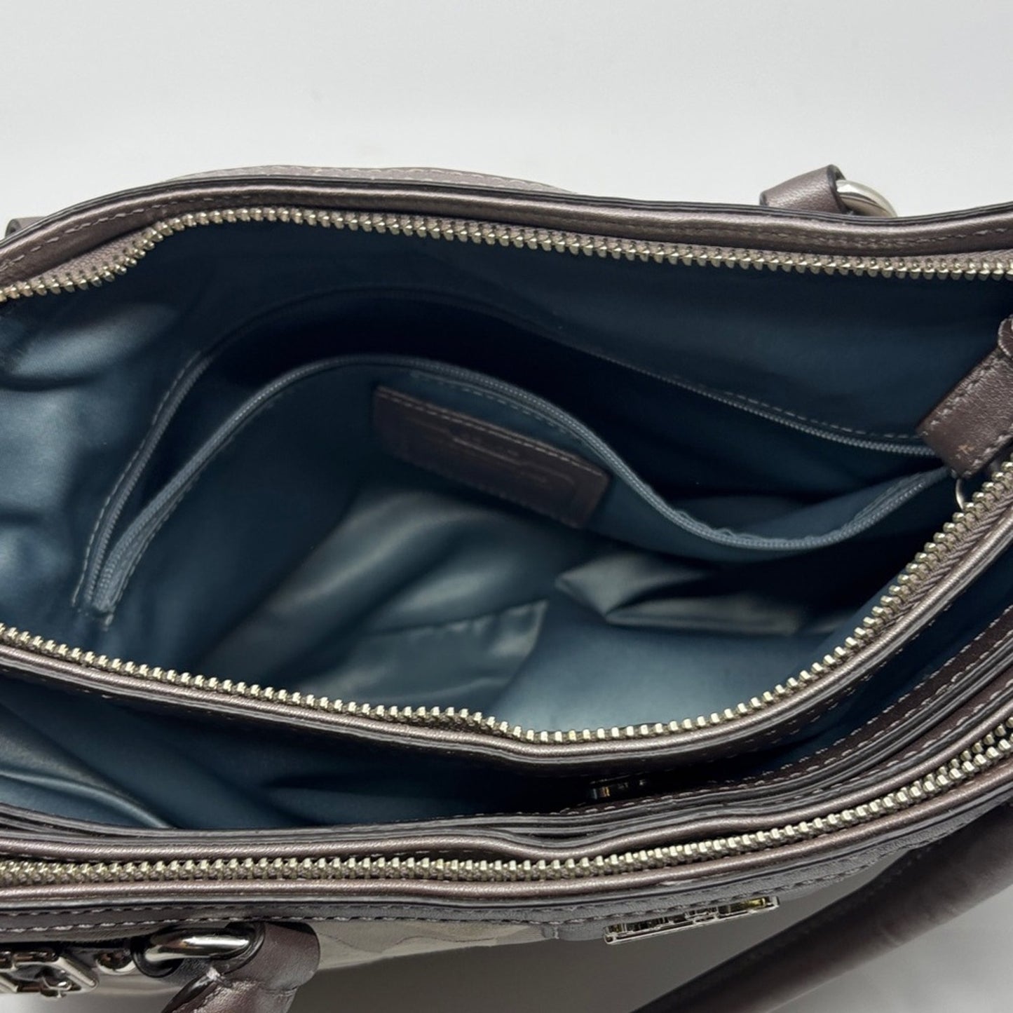 Coach Beige and Brown Signature Shoulder Bag