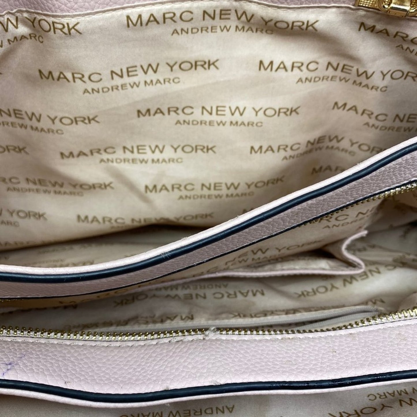 Andrew Marc Cream Leather Tote Bag