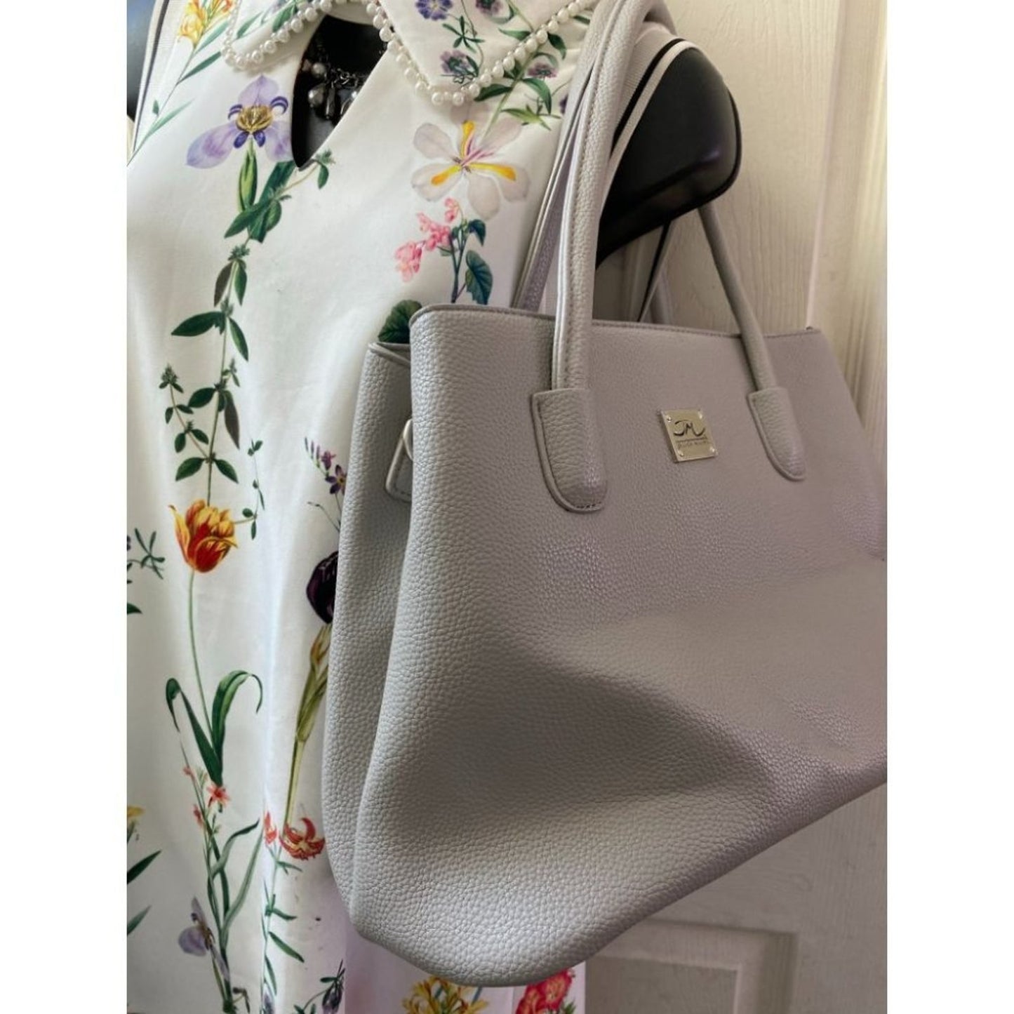 Jessica Moore Gray Faux Leather Shoulder Bag