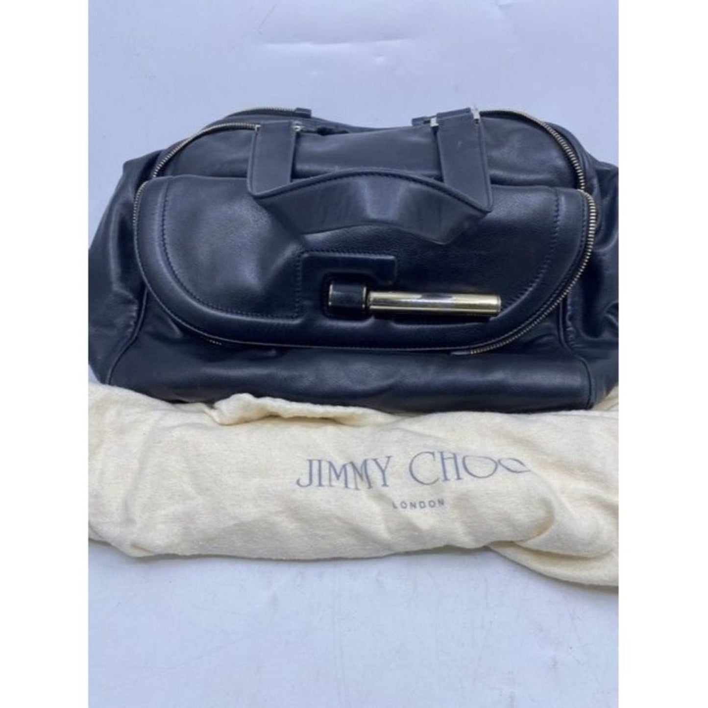 Jimmy Choo Justine Handbag Black Leather Shoulder Bag