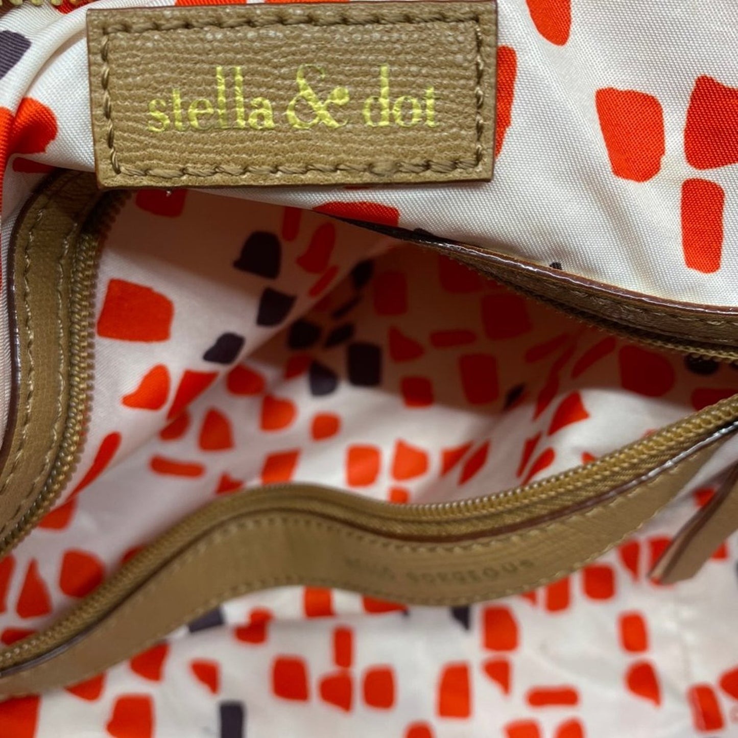 Stella & Dot Red Print Fabric Shoulder Bag
