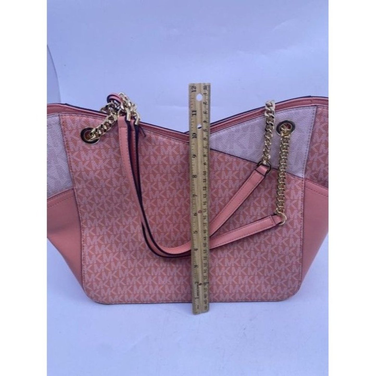 Michael Kors Jet Set Large Color Blcok Logo Coated Canvas Shoulder Bag