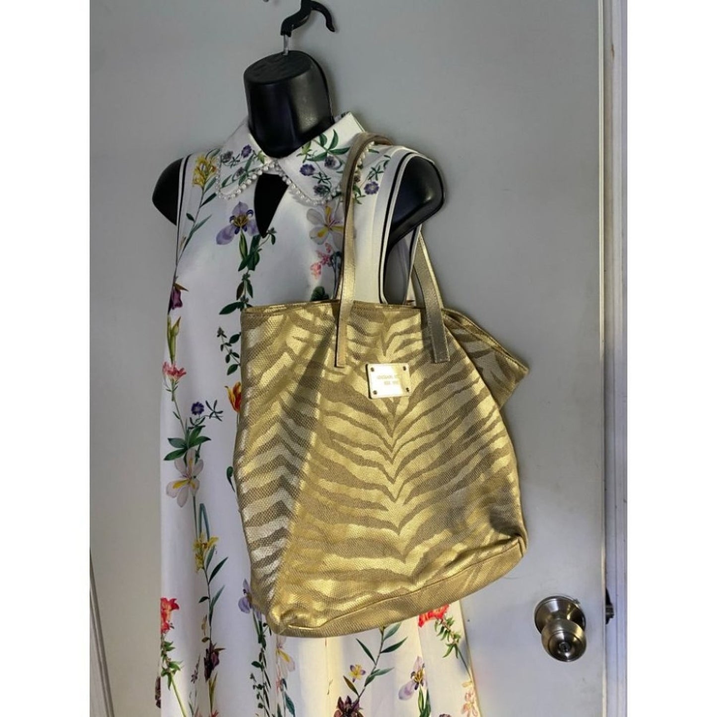 MICHAEL KORS Gold Tan Large Inter Woven Tote Bag