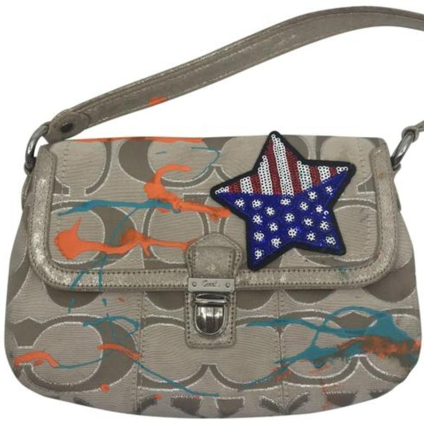 COACH Customized Tan Fabric Small Shoulder Bag
