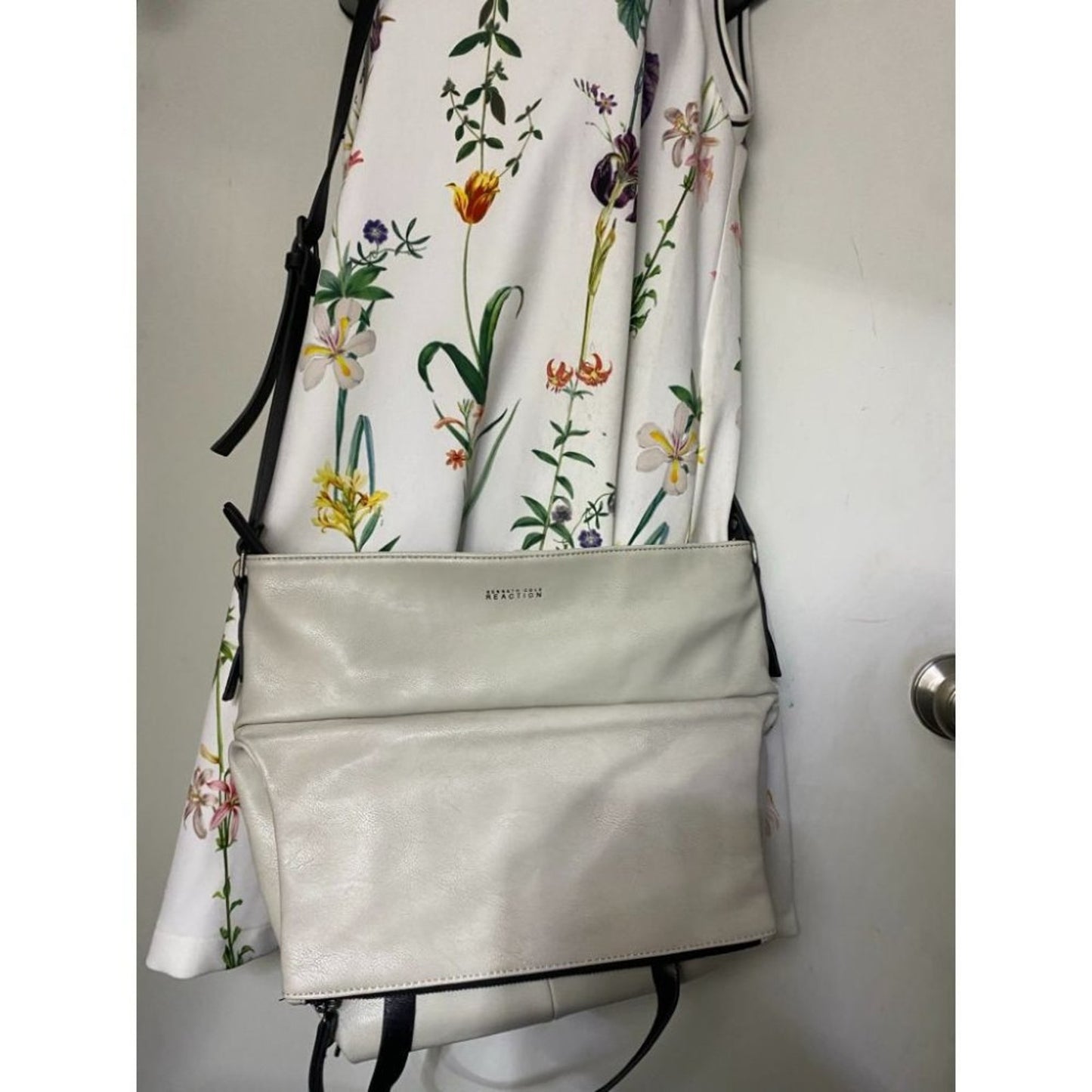Kenneth Cole White Large Leather Crossbody Bag