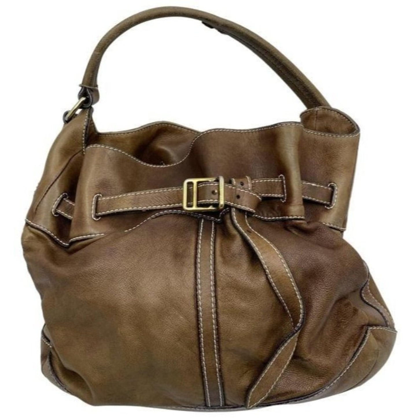 burberry vintage classic brown leather hobo bag