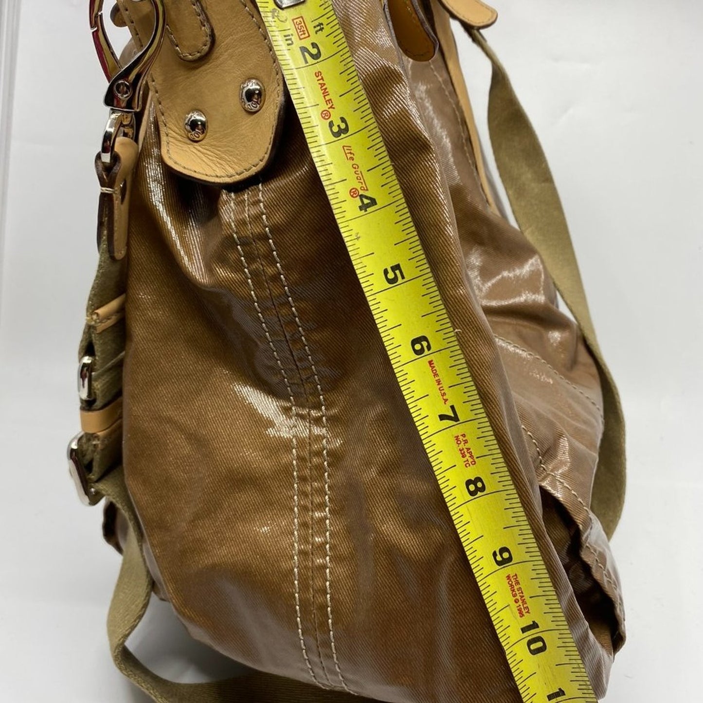 TOD’S Large Laminated Fabric Tote Bag W/ Strap