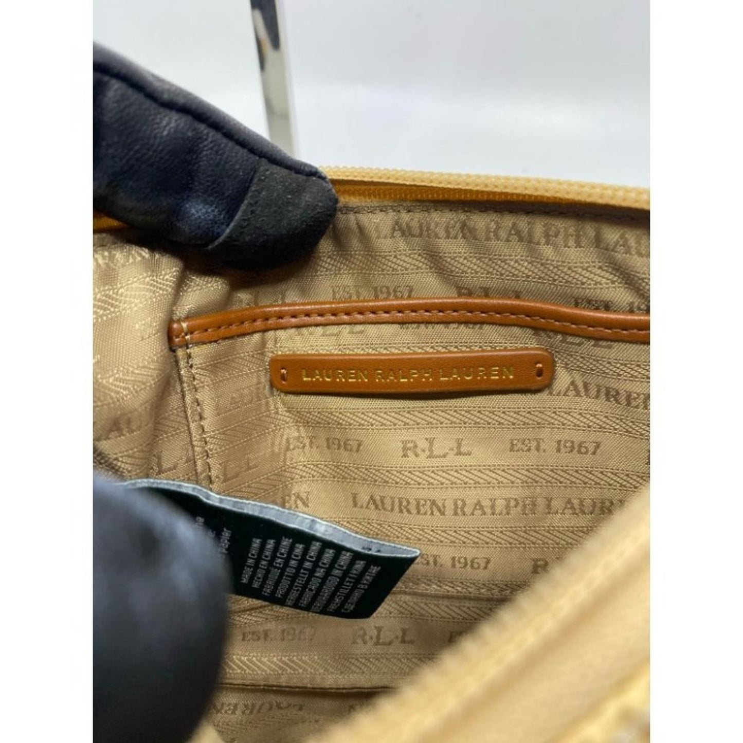 Lauren Ralph Lauren White Tan Large Wristlet