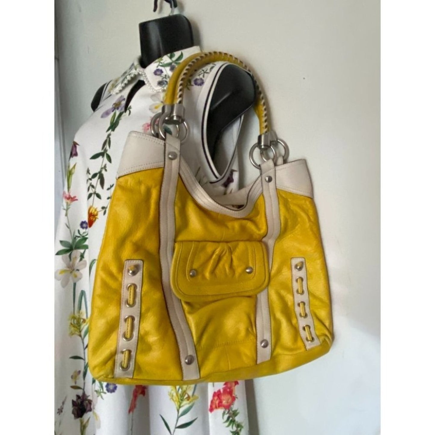 B. makowsky Yellow Leather Shoulder/ Handbag