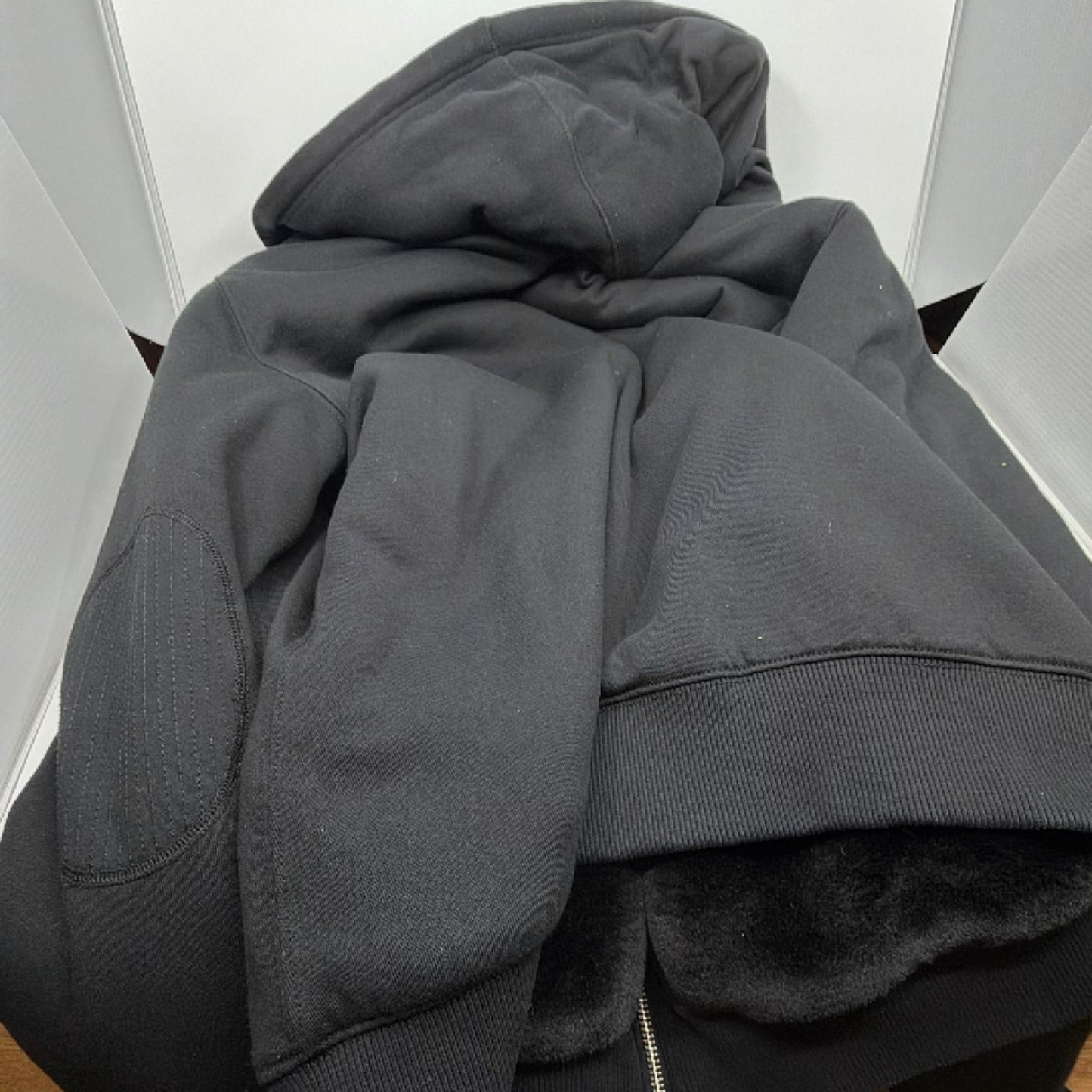 Armani Exchange Black Faux Fur Lined Large Hoodie
