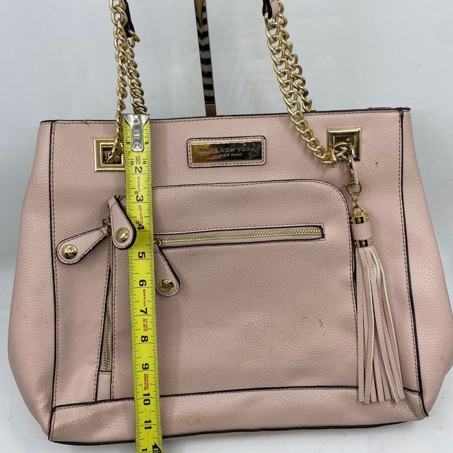 Andrew Marc Cream Leather Tote Bag