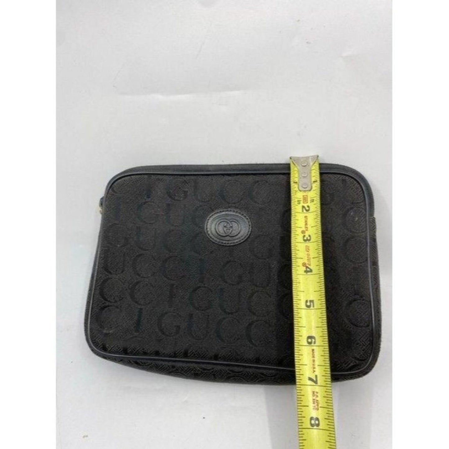 gucci vintage black fabric clutch