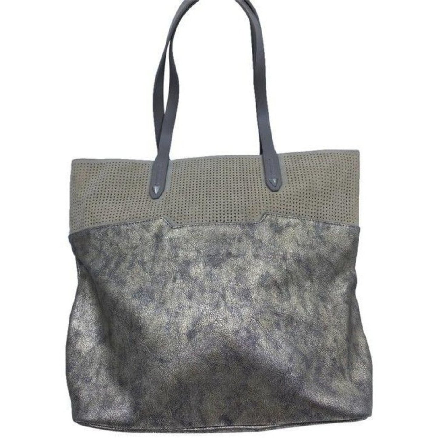 stella and dot bag large shoulder gray gold leathe