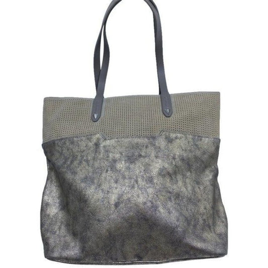 stella and dot bag large shoulder gray gold leathe
