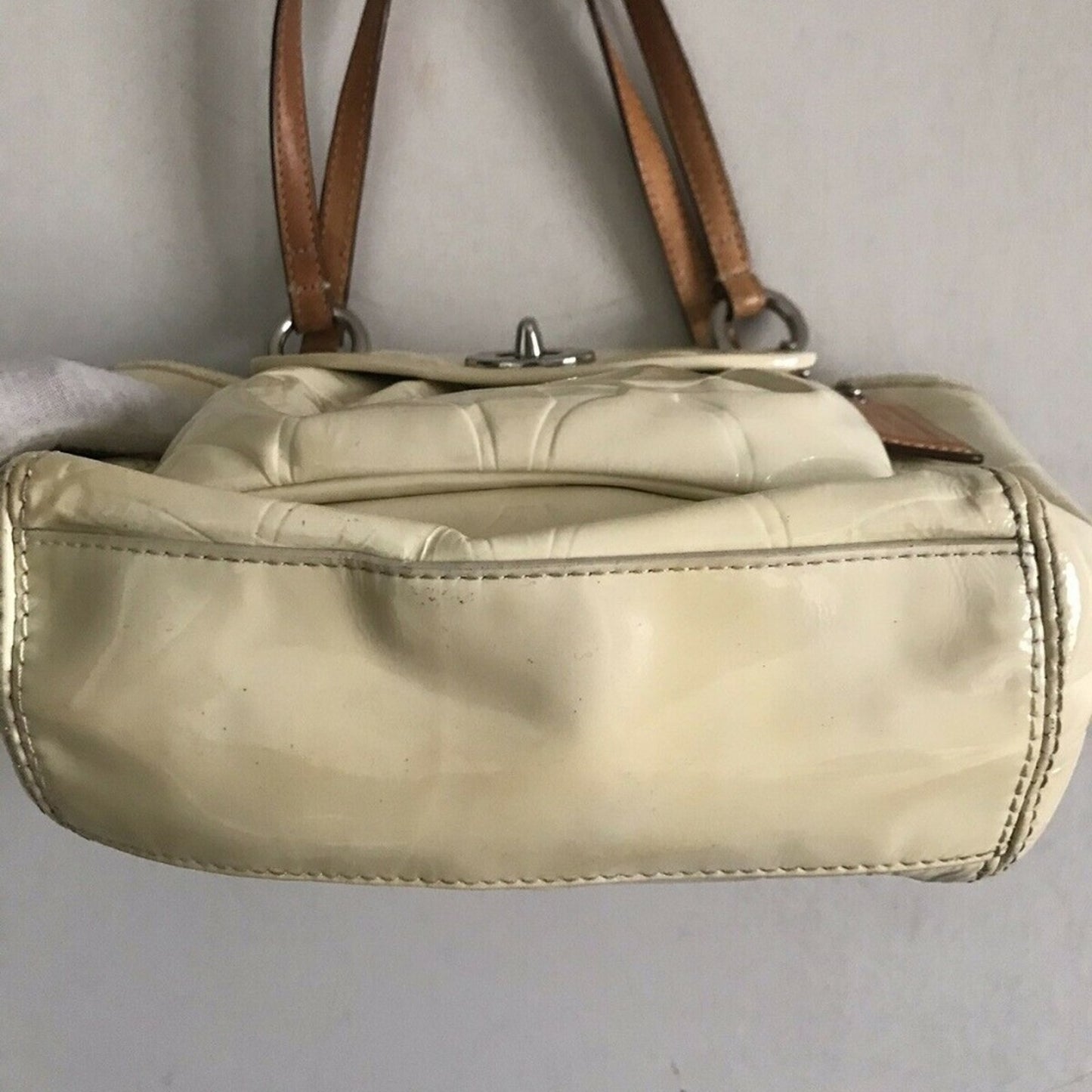 COACH Cream Leather All Over Logo Handbag