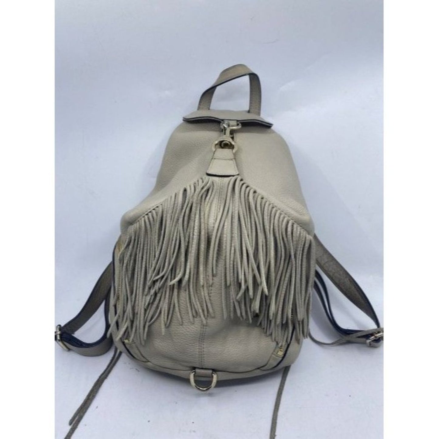 Rebecca Minkoff Stevie Julian Fringe Nubuck Gray Leather Backpack