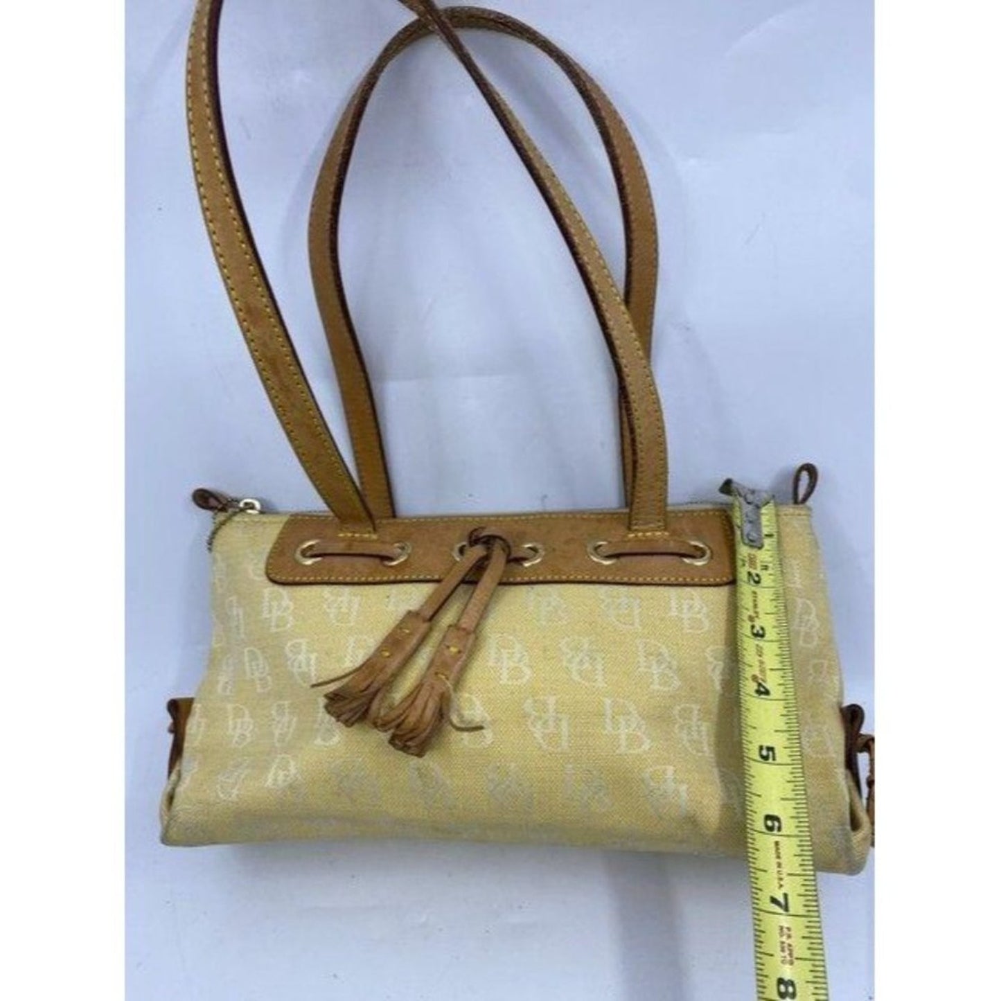 dooney and bourke fabric medium size yellow tan fa