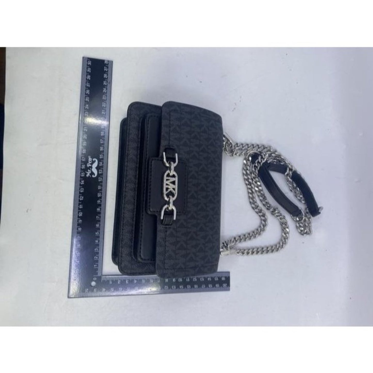 Michael Kors New Ginny Medium Logo Black Coated Canvas Cross Body Bag