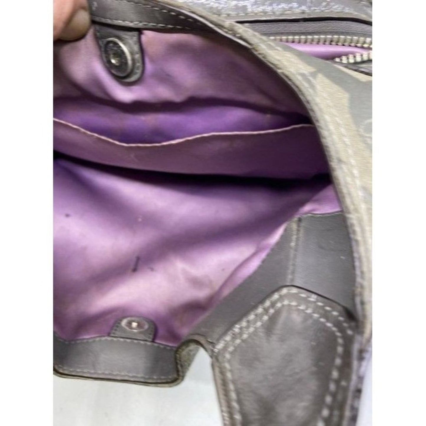 Coach Eddie Triple Compartment Gray Fabric Shoulde