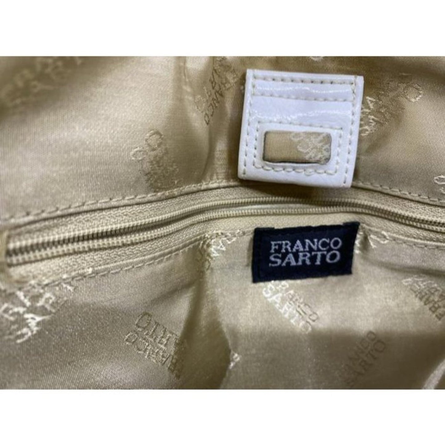 franco sarto bag white tan fabric tote