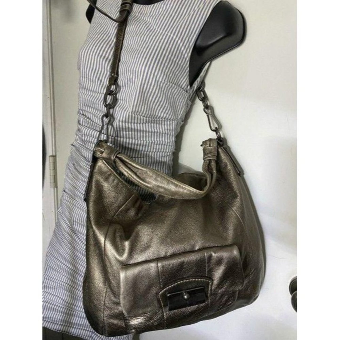 Coach xl shoulder gold leather cross body bag