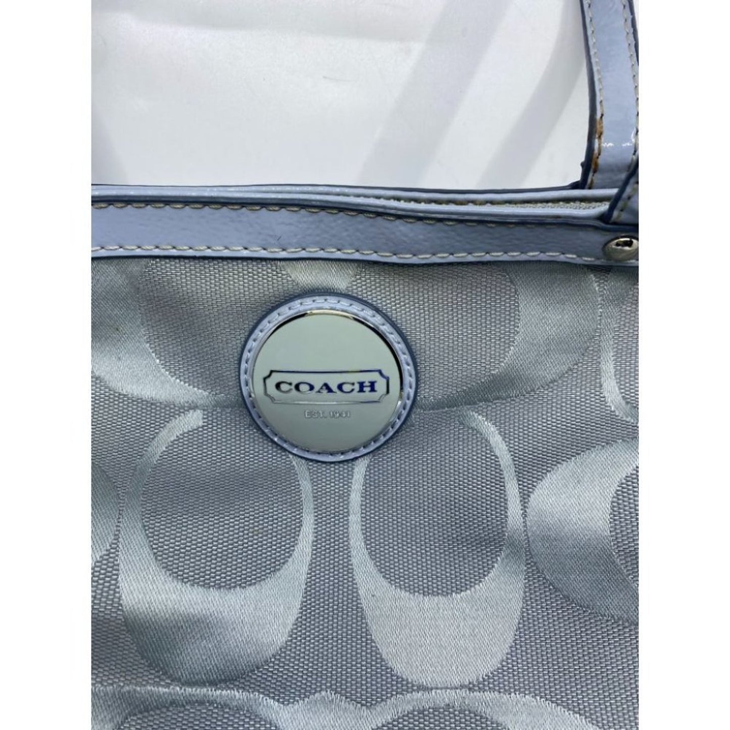 Coach Gray Jacquard Fabric Long Strap Tote Bag