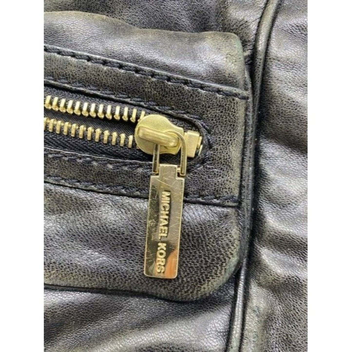 Michael Kors Side Zippers Blkack Leather Shoulder