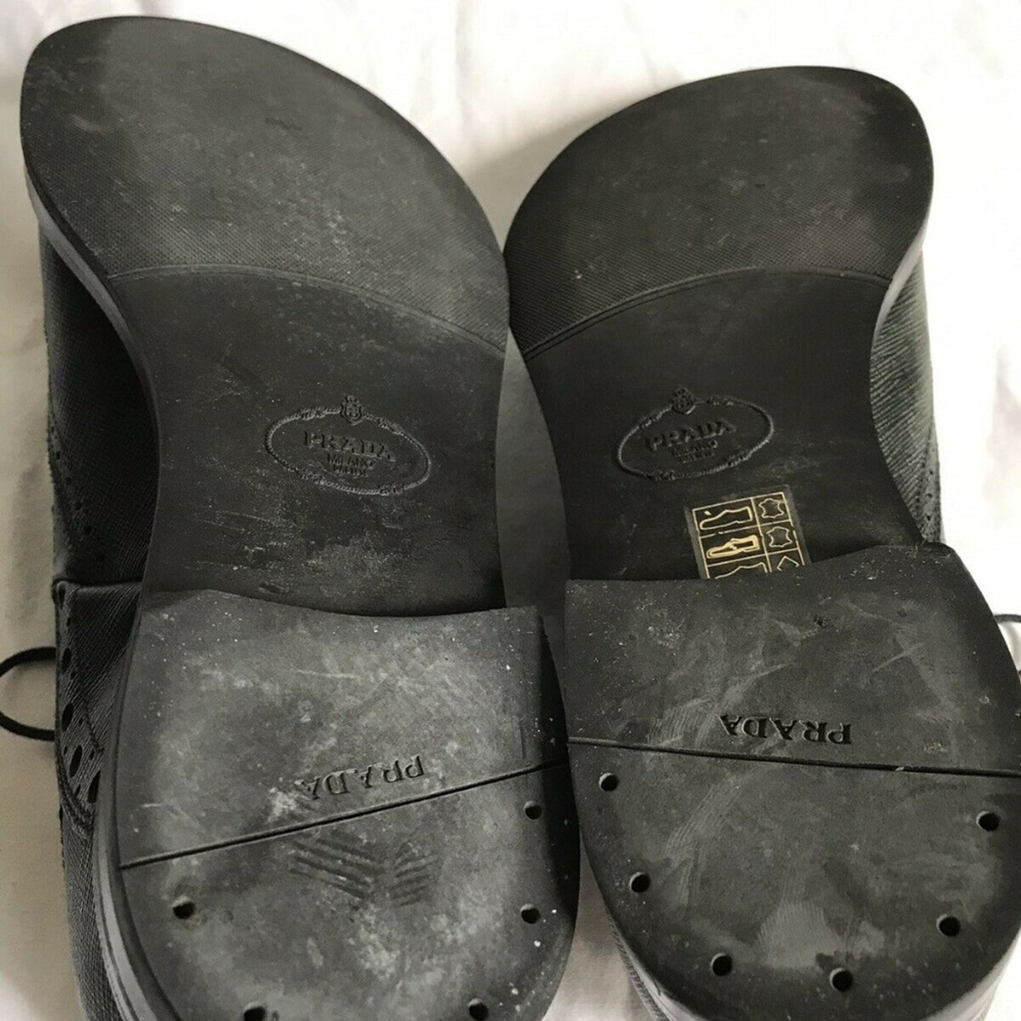 PRADA Olive Grained Leather Oxford Shoes Mens 6/ W