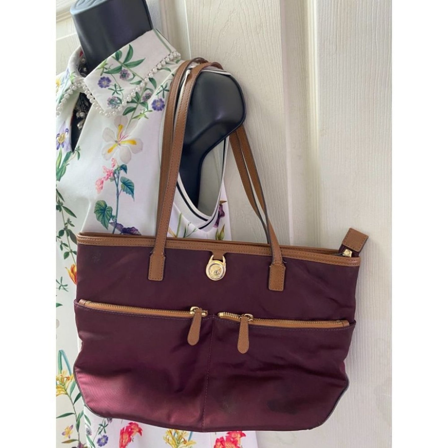 Michael Kors Maroon Nylon Tote Bag