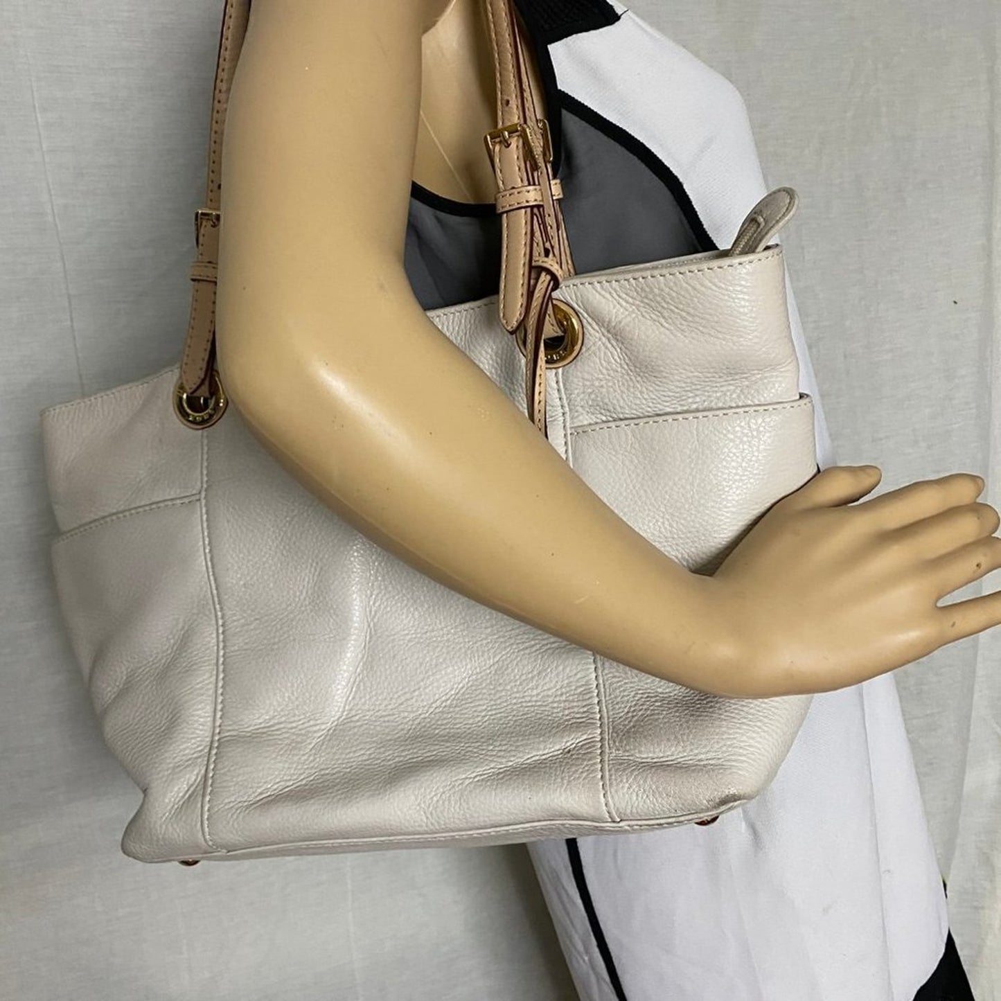 Michael Kors Large White Leather Tote Bag