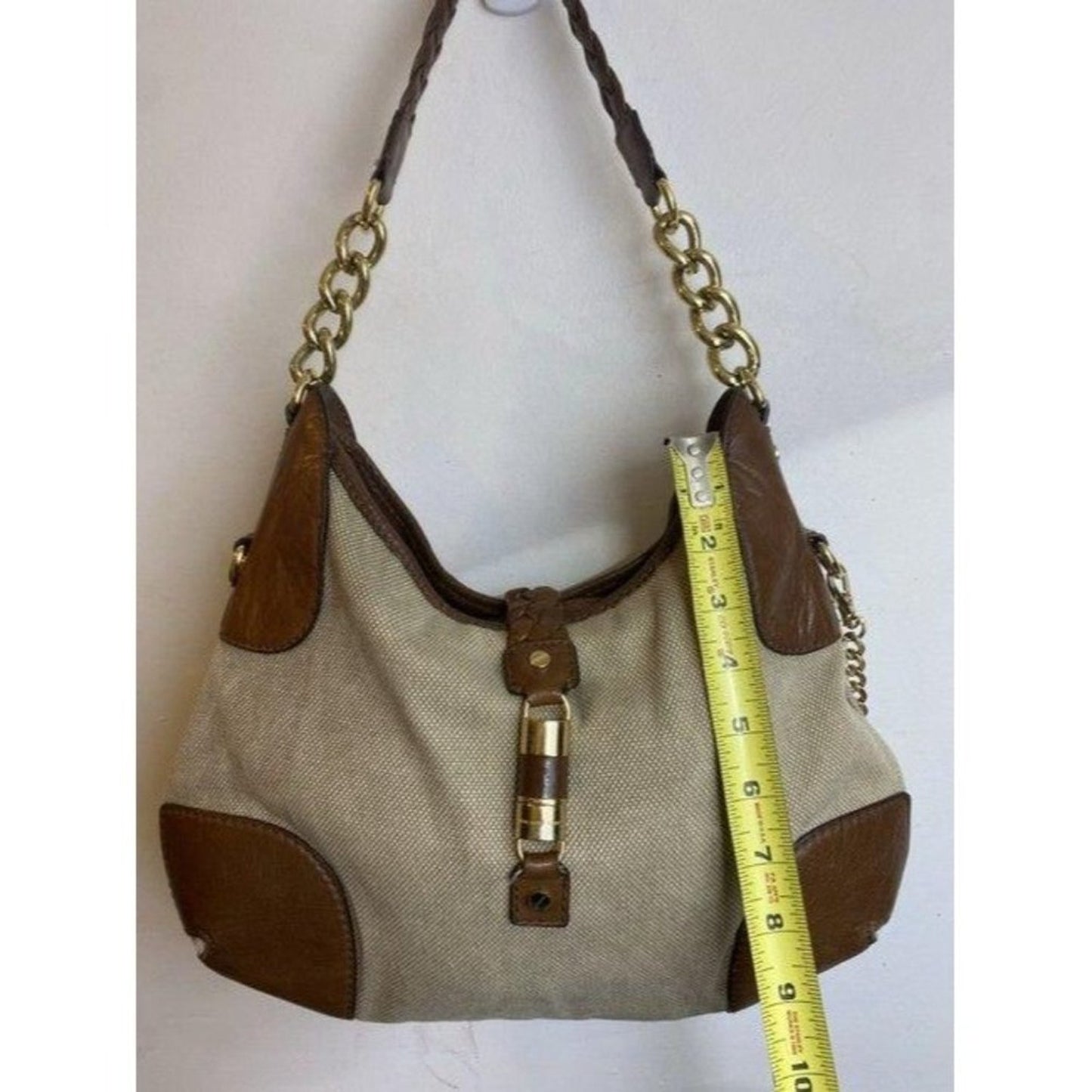 michael kors handbag tan brown fabric hobo bag