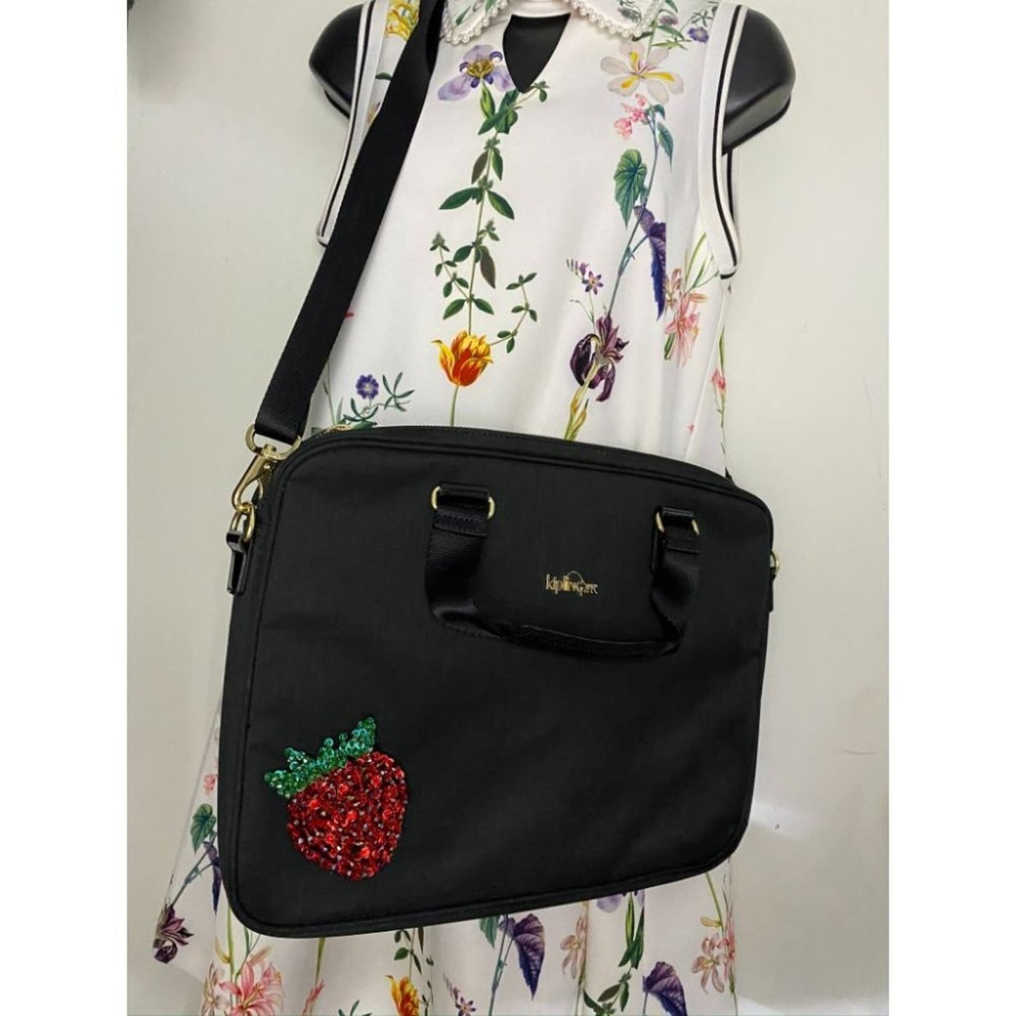 Kipling w/Customized Appliqués Large Blue Tote Bag