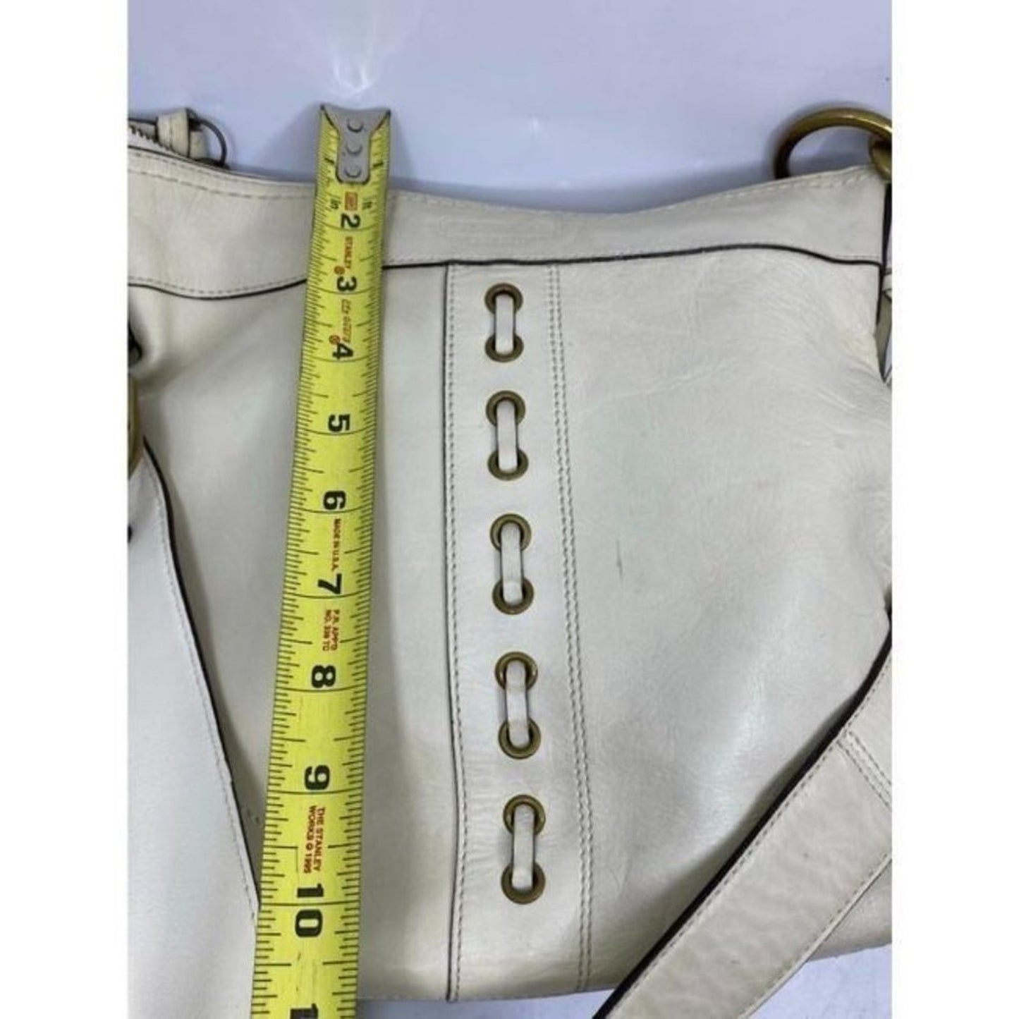 coach medium w adjustable strap white leather cros