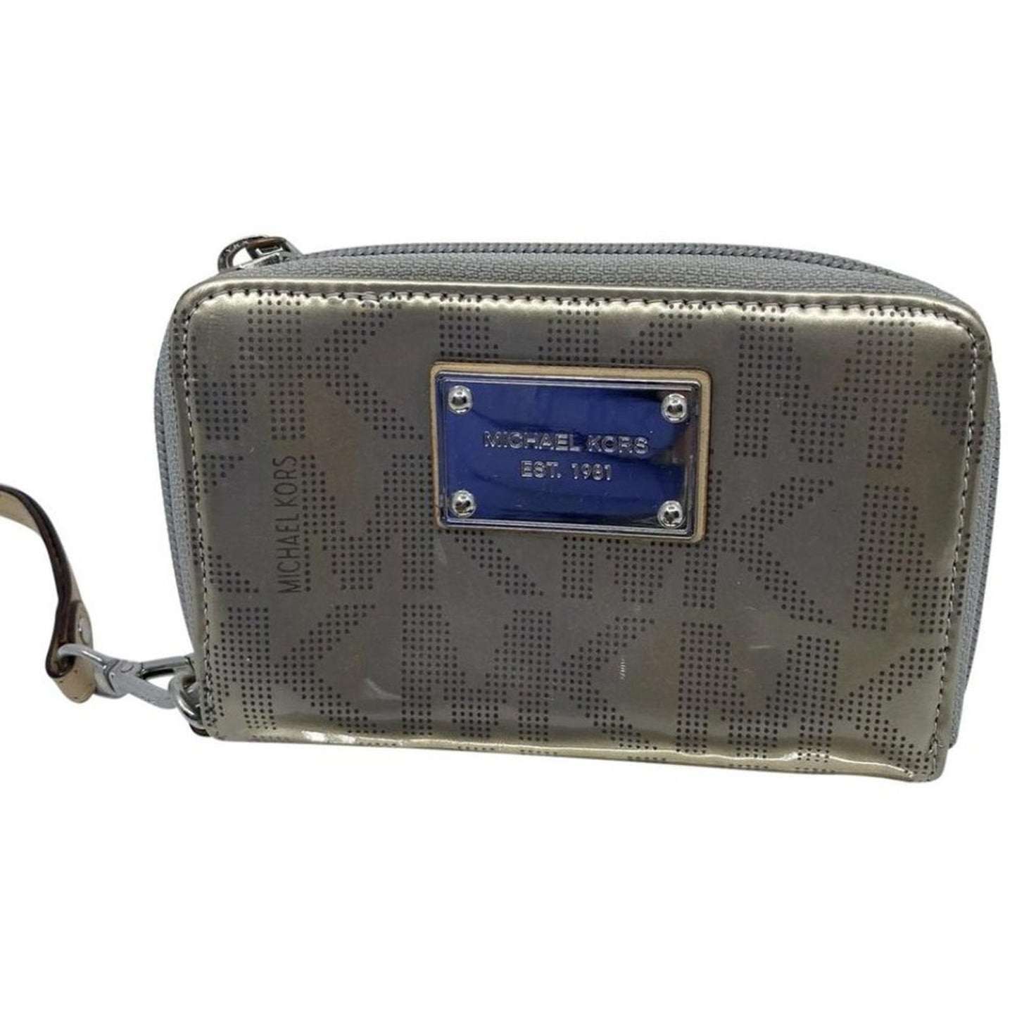 Michael Kors Silver Leather Zipper Wallet