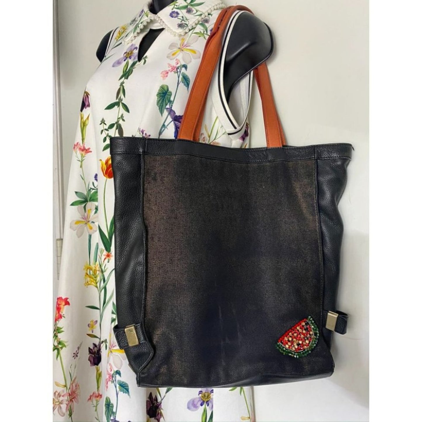 Botkier w/Customized Appliqués Large Gray Tan Tote