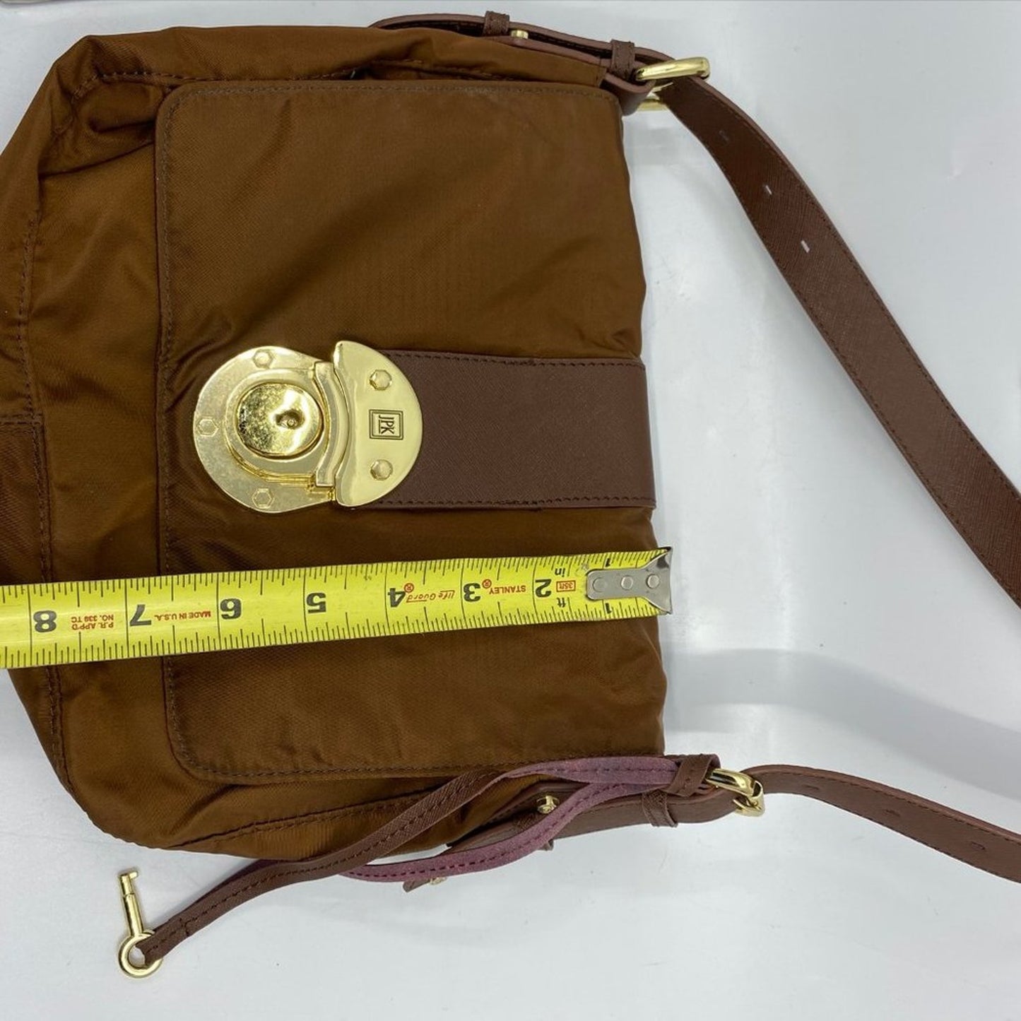 JPK Paris Brown Nylon Shoulder Bag
