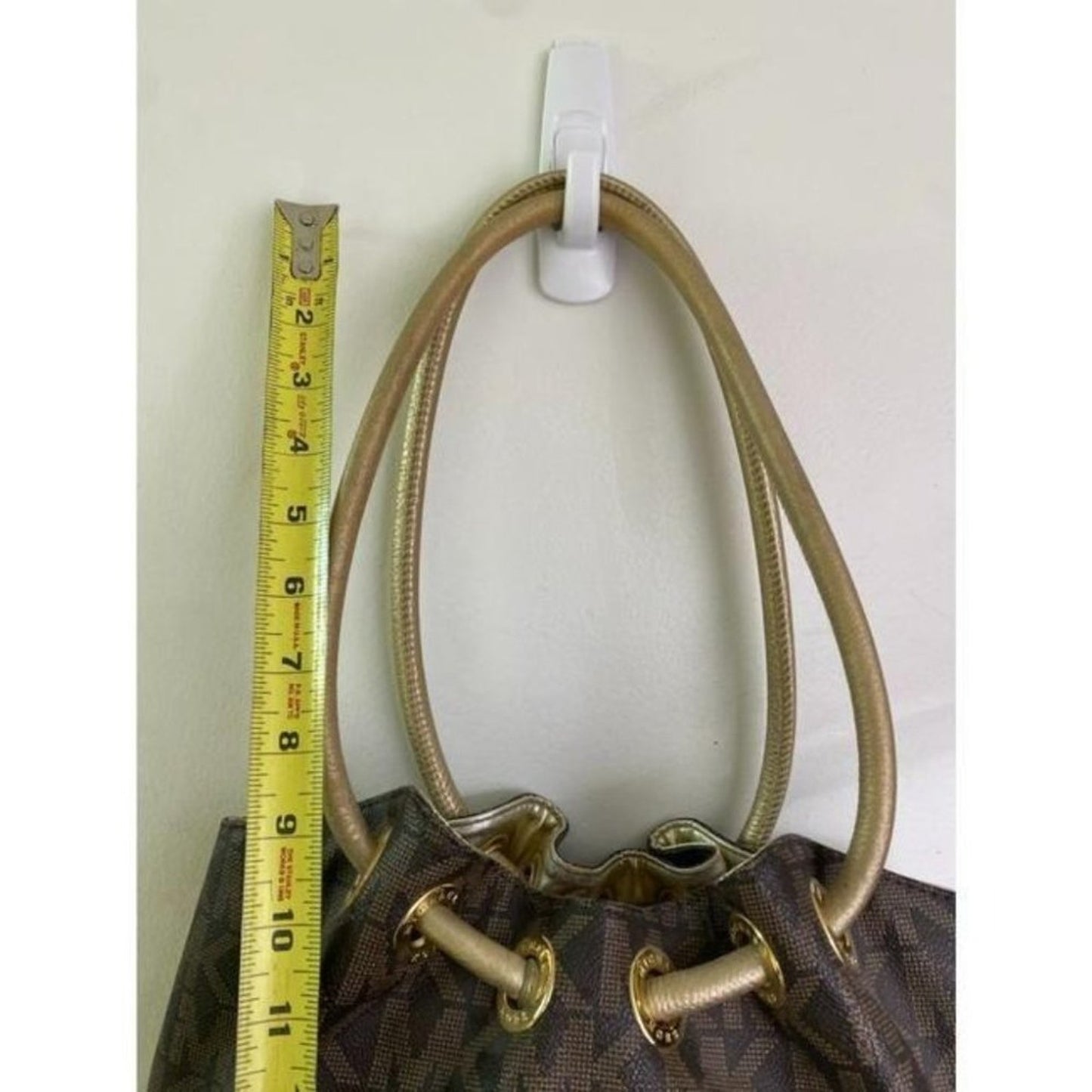 michael kors bag large all over brown gold coated