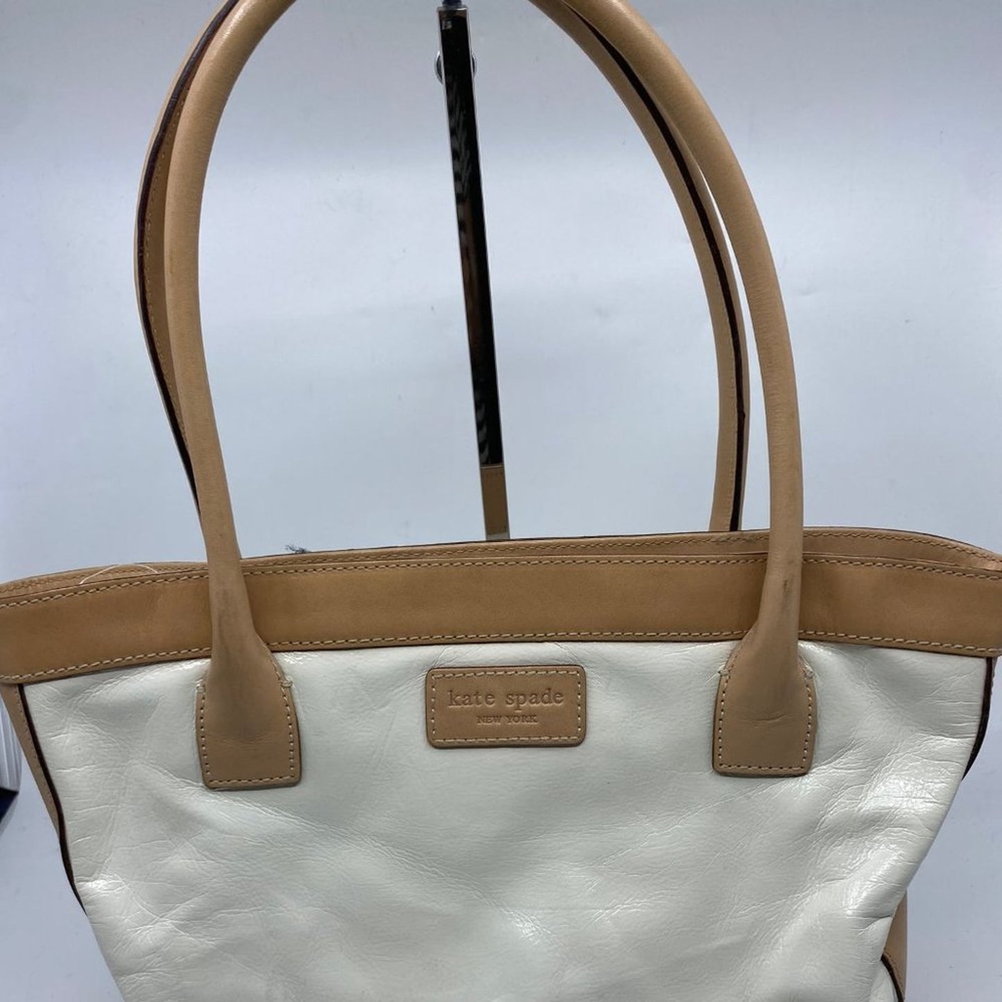 Kate Spade White Tan Leather Medium Size Handbag