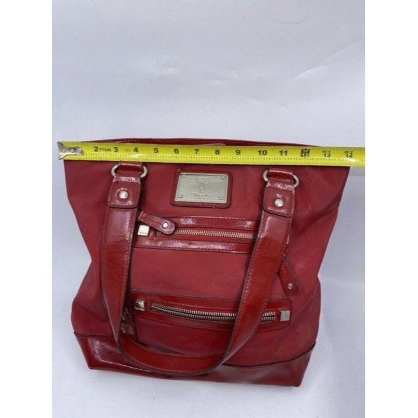 Tignanello Shoulder Bag Red Nylon Fabric Tote