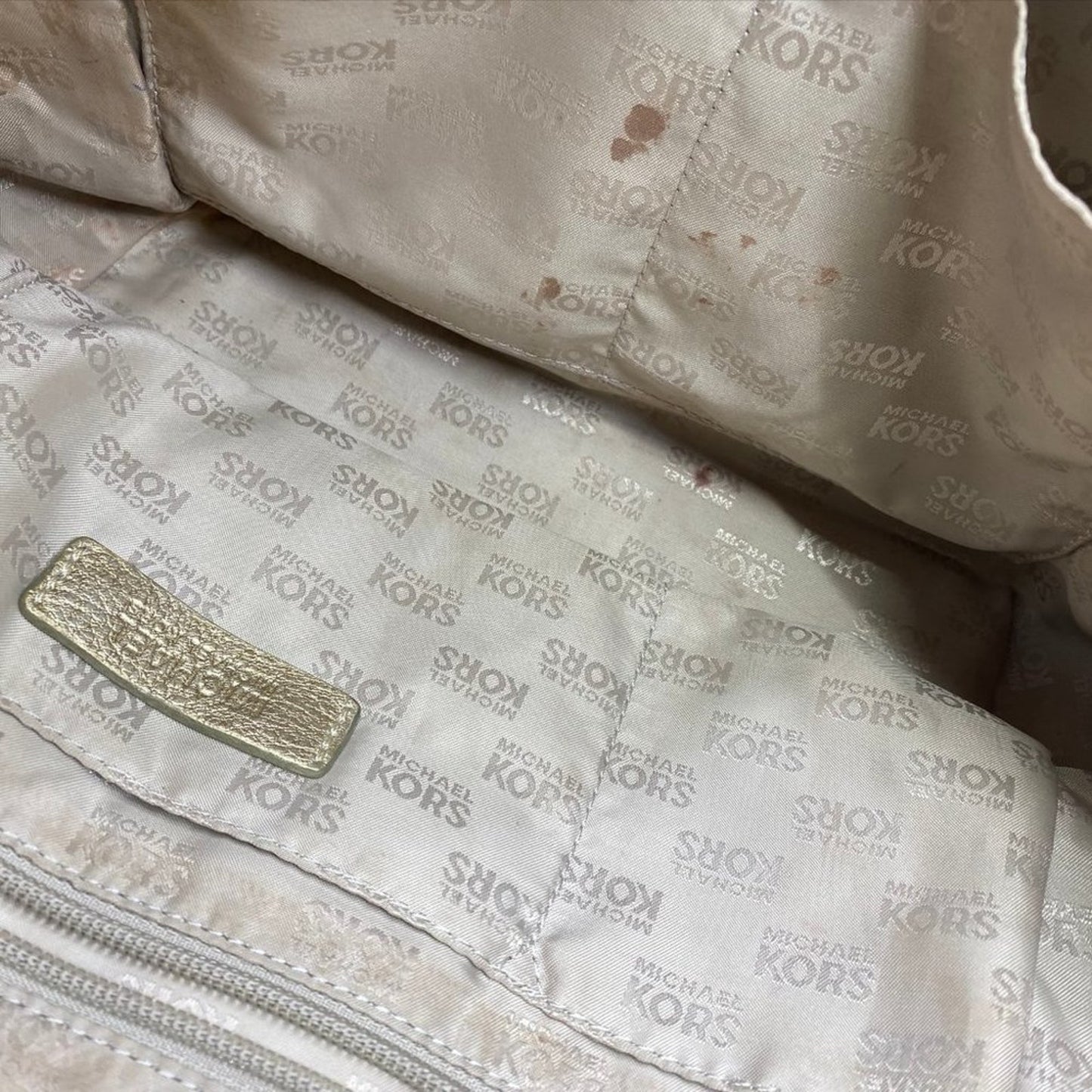 Michael Kors Medium Brown/Gold Fabric Shoulder Bag